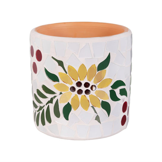 Pot, 4in, Sunflower Mosaic, 3 Assorted