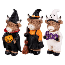 Load image into Gallery viewer, Resin Decor, Hallooween Highland Cows, 3 Assorted
