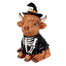 Load image into Gallery viewer, Resin Decor, Halloween Highland Cow, 2 Assorted
