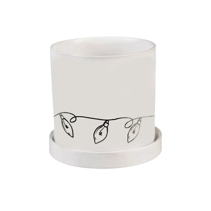 Pot, 4in, Ceramic, Holiday Drawings, 4 Assorted