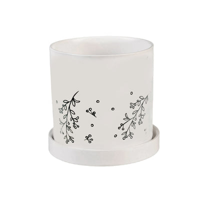 Pot, 4in, Ceramic, Holiday Drawings, 4 Assorted