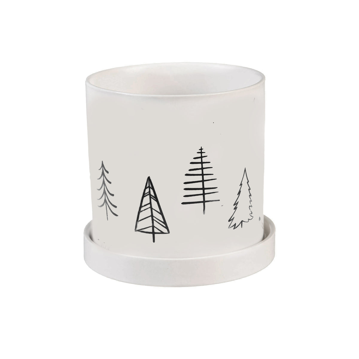 Pot, 4in, Ceramic, Holiday Drawings, 4 Assorted