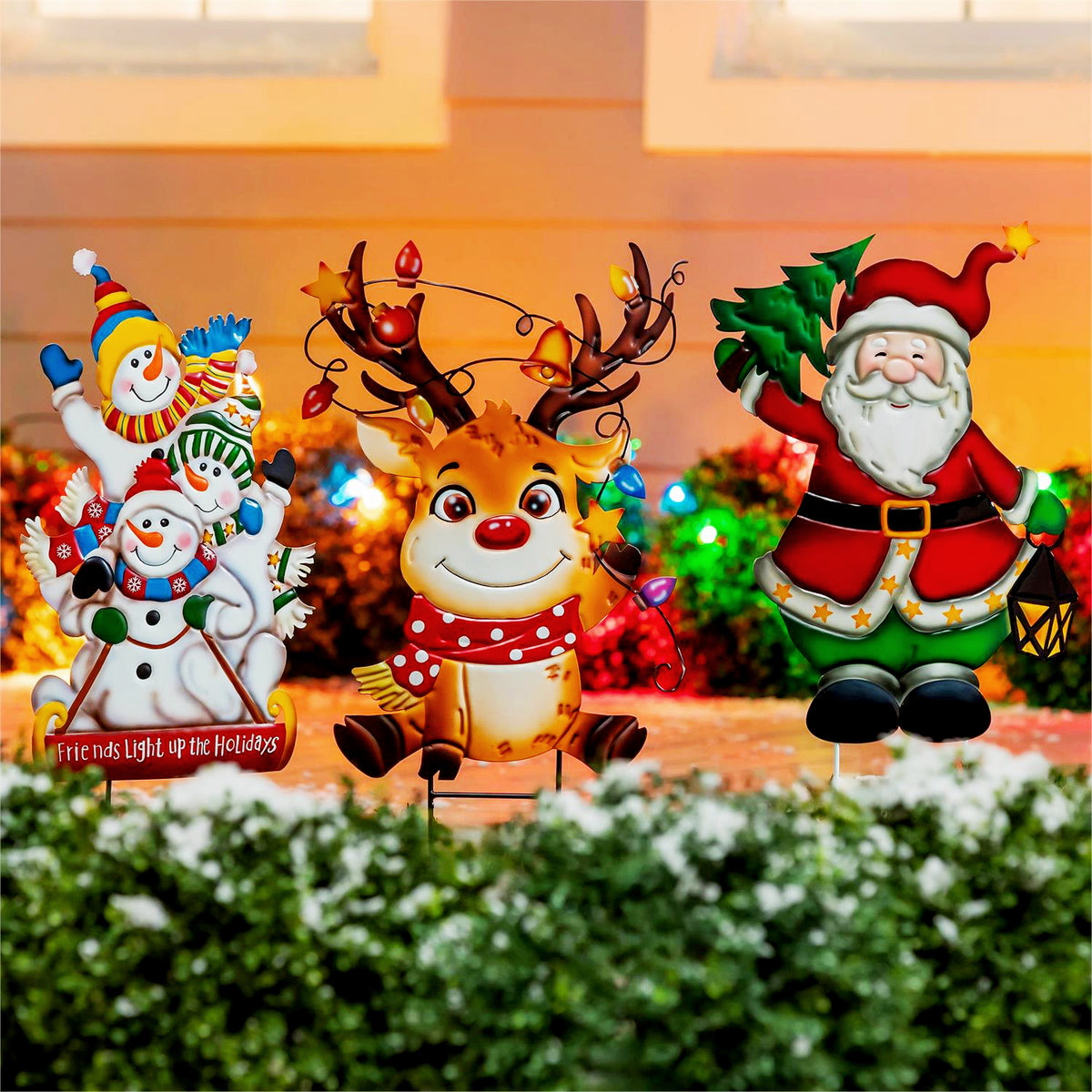 Garden Stake, 24in, Festive Friends, 3 Assorted