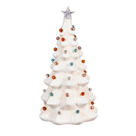 Decor, Ceramic White LED Xmas Tree, 11in