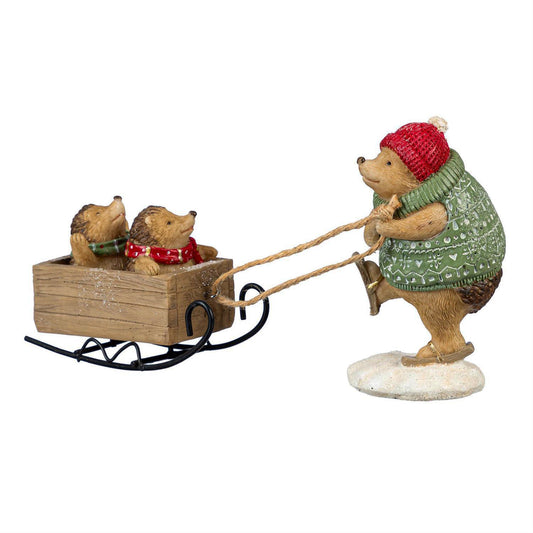 Decor, Resin, Hedgehog With Sled