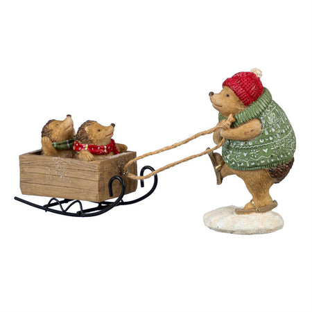 Decor, Resin, Hedgehog With Sled