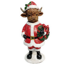 Load image into Gallery viewer, Decor Statue, LED Santa Highland Cow
