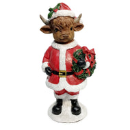 Decor Statue, LED Santa Highland Cow