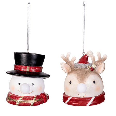Ornament, Resin, Lit Nose, 2 Assorted