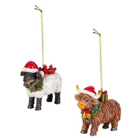 Ornament, Resin, Highland Cow & Sheep