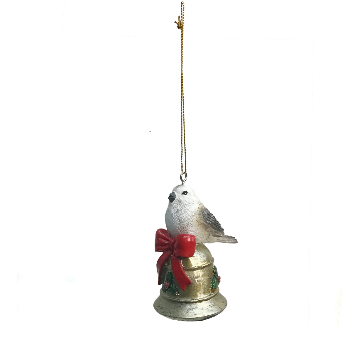 Ornament, Resin, Birds On Gold Bells, Assorted