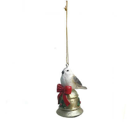 Ornament, Resin, Birds On Gold Bells, Assorted