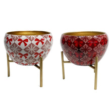 Load image into Gallery viewer, Planter With Stand, metal, Red Bows, Assorted
