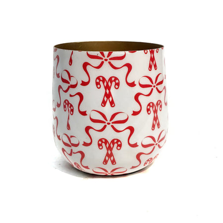 Planter, Metal, Small, Red Bows