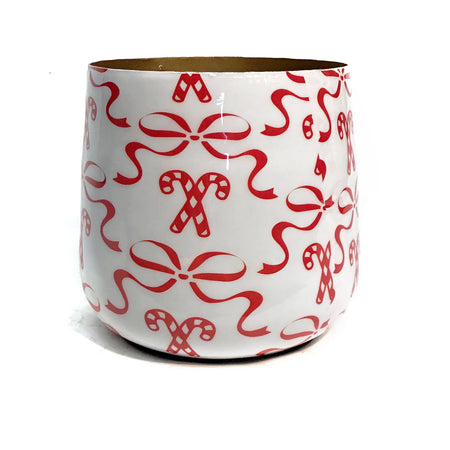 Planter, Metal, Large, Red Bows
