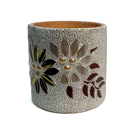 Planter, 4in, Floral Mosaic