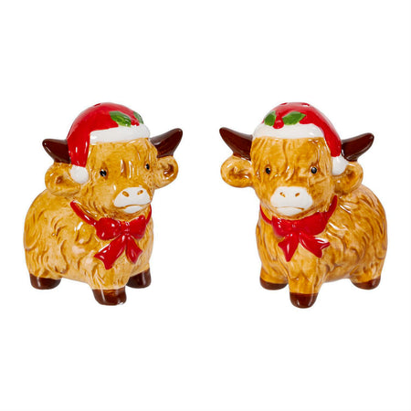 Salt & Pepper Shakers, Ceramic Xmas Cows