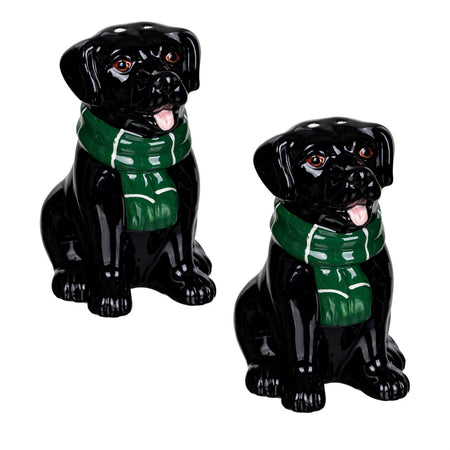 Salt & Pepper Shakers, Ceramic Black Labrador