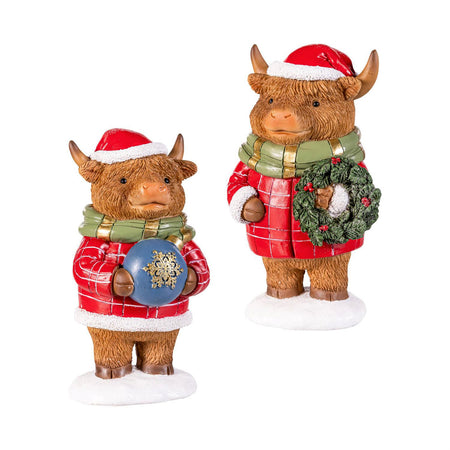 Decor, Xmas Highland Cows, 2 Assorted