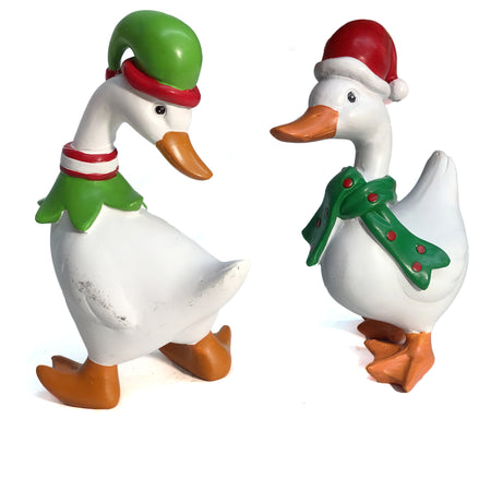 Decor Statue, Resin, Xmas Goose, 2 Assorted