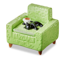 Load image into Gallery viewer, Trinket Box, Ceramic, Lidded, Black Cat Chair
