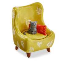 Load image into Gallery viewer, Trinket Box, Ceramic, Lidded, Gray Cat Chair
