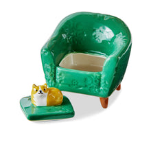 Load image into Gallery viewer, Trinket Box, Ceramic, Lidded, Orange Cat Chair
