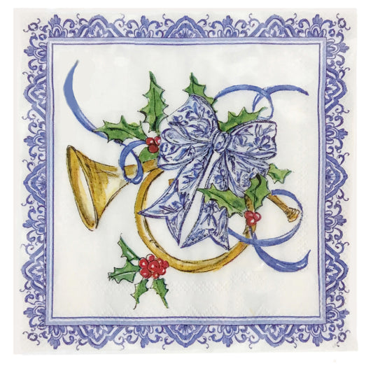 Paper Cocktail Napkin, Angels Horn, Blue