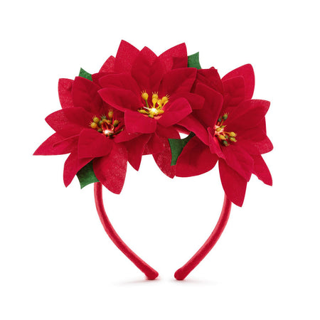 Headband, Red Poinsettia, LED