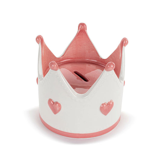 Coin Bank, Ceramic, Pink Crown