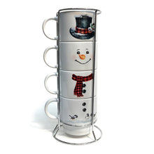 Load image into Gallery viewer, Ceramic Mug, Stacked W/Wire Rack, Snowman
