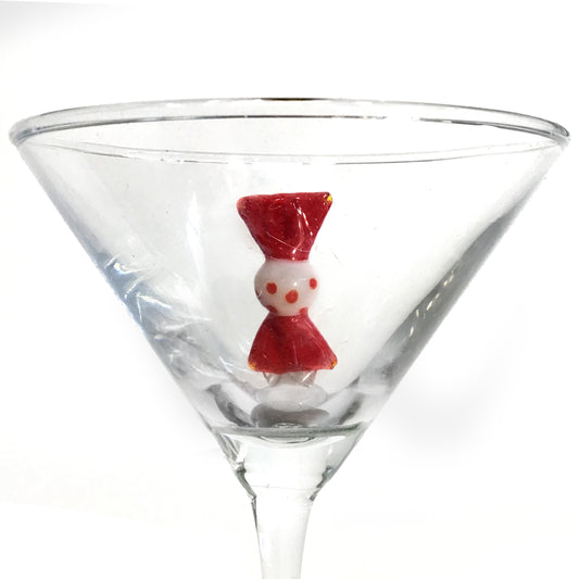 Martini Glass, Hand-Blown Holiday, Figure Inside