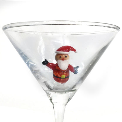 Martini Glass, Hand-Blown Holiday, Figure Inside