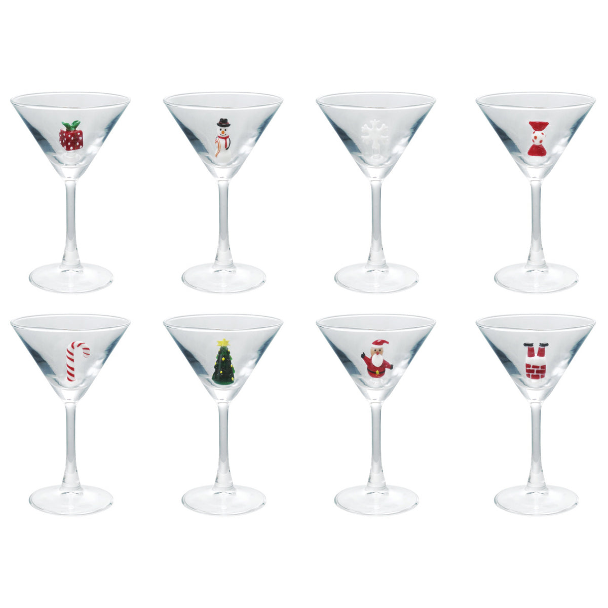 Martini Glass, Hand-Blown Holiday, Figure Inside