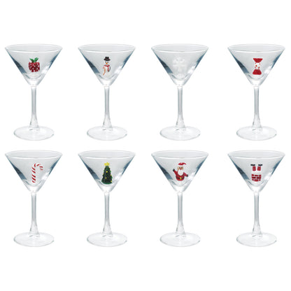 Martini Glass, Hand-Blown Holiday, Figure Inside