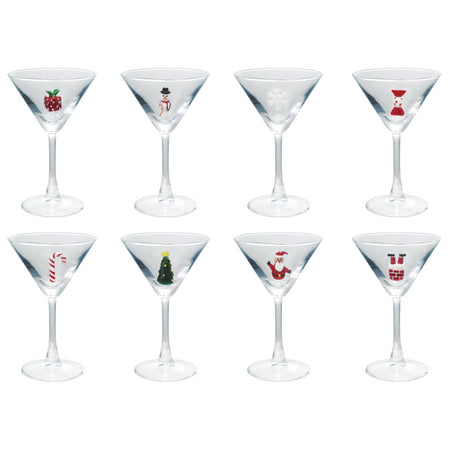 Martini Glass, Hand-Blown Holiday, Figure Inside