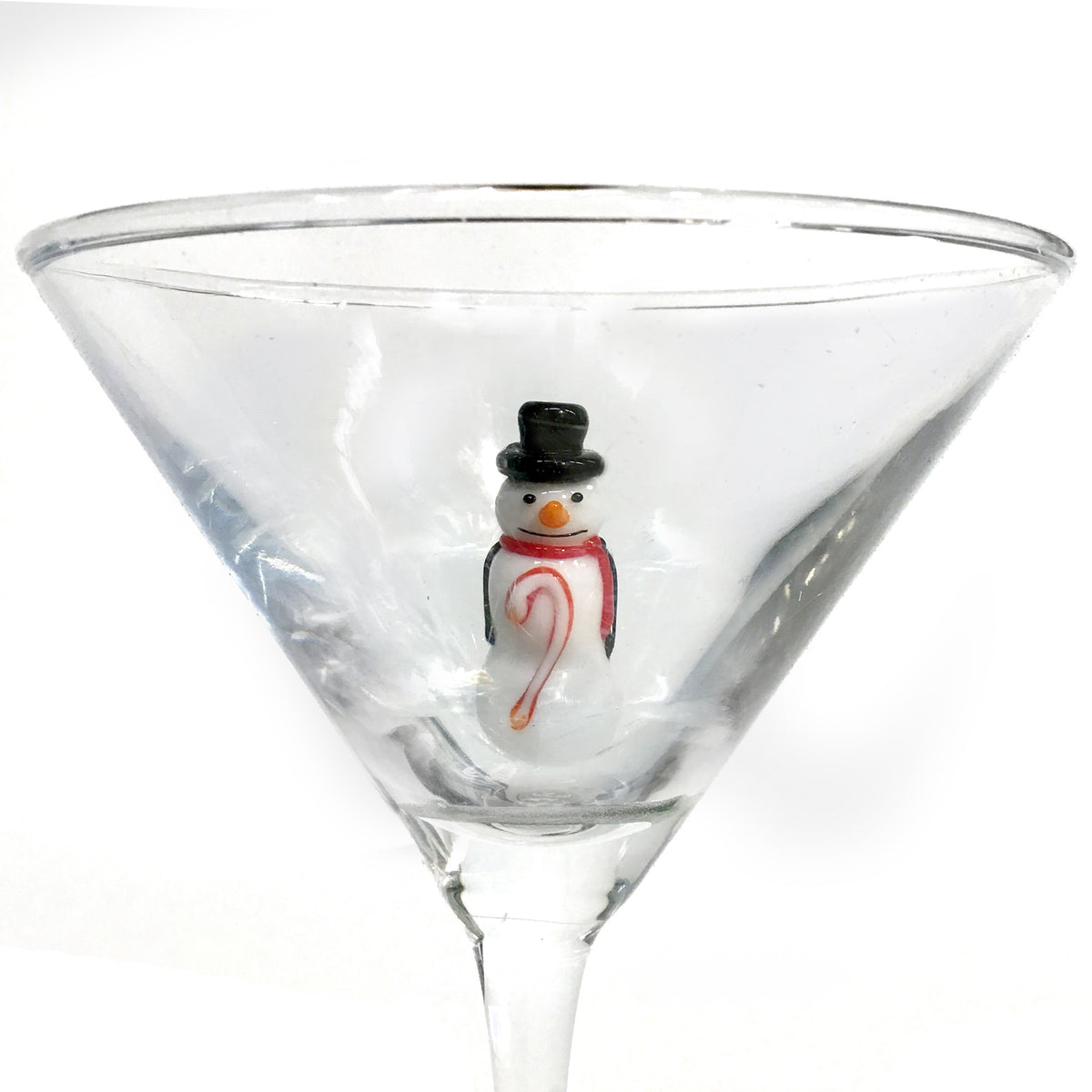 Martini Glass, Hand-Blown Holiday, Figure Inside