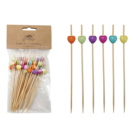 Skewer, bamboo, Heart Shape , 50pcs