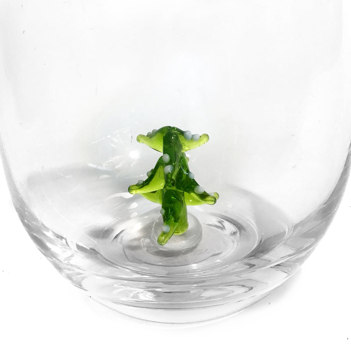 Stemless Glass, Hand-Blown Holiday, Figure Inside
