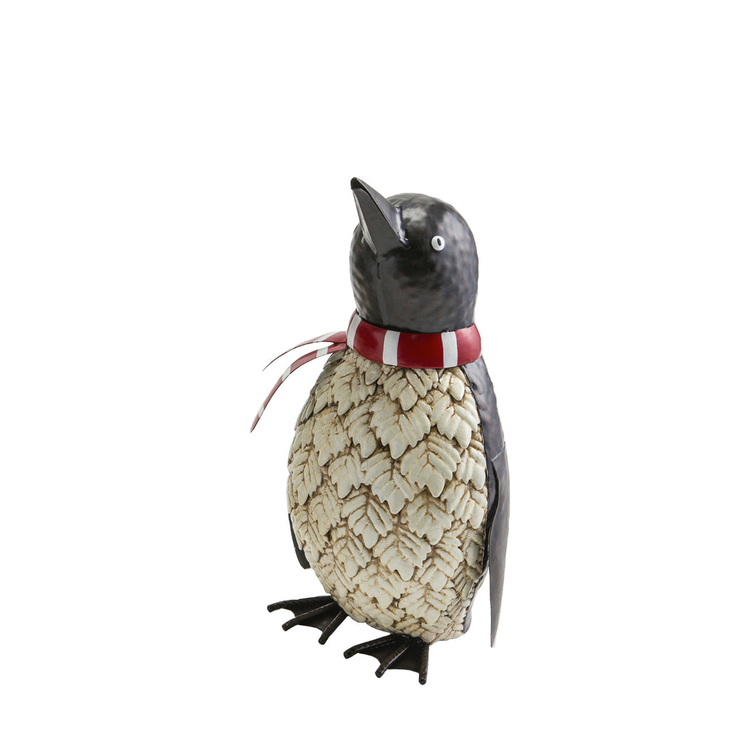 Metal Holiday Penguin Garden Statue, 13in