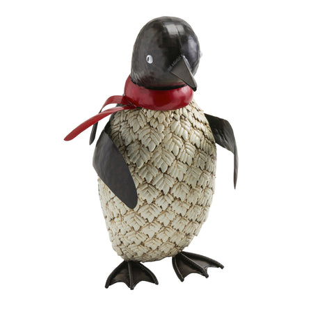 Metal Holiday Penguin Garden Statue, 17in