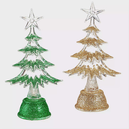 LED Mini Resin Christmas Tree, 6.5in, Color Chang