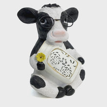 Load and play video in Gallery viewer, Garden Statue,m Solar, Cow With Glasses

