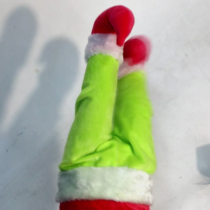 Animated Kicking Santa Legs Tree Decor, Green