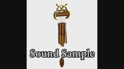 Hoot Owl Bamboo Wind Chime, 33in