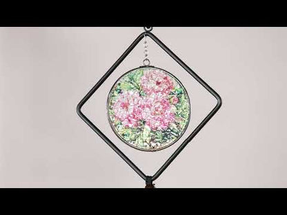 Wind Chime, 36in, Stained Glass Pink Flower