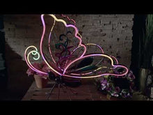 Load and play video in Gallery viewer, Metal Solar Neon Butterfly Statue, 28in
