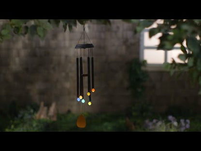 Voice Activated Solar Wind Chime, Silver 33in