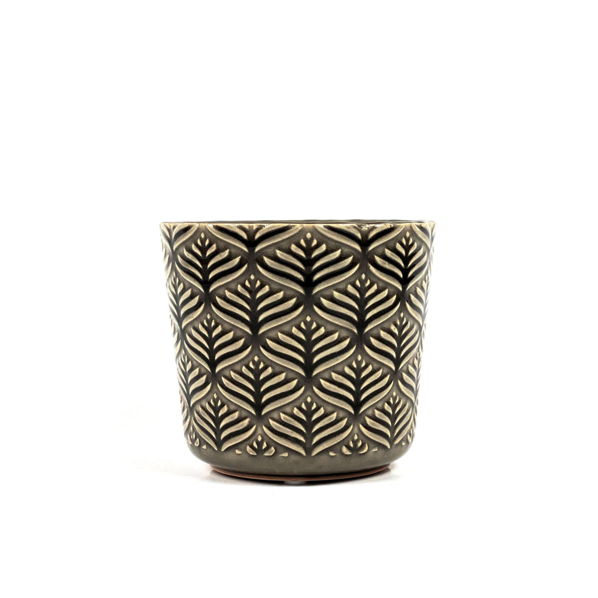 Pot, 4in, Ceramic, Patterned Brown - Floral Acres Greenhouse & Garden Centre