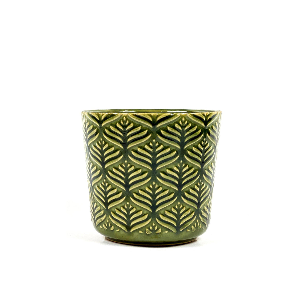 Pot, 4in, Ceramic, Patterned Green - Floral Acres Greenhouse & Garden Centre